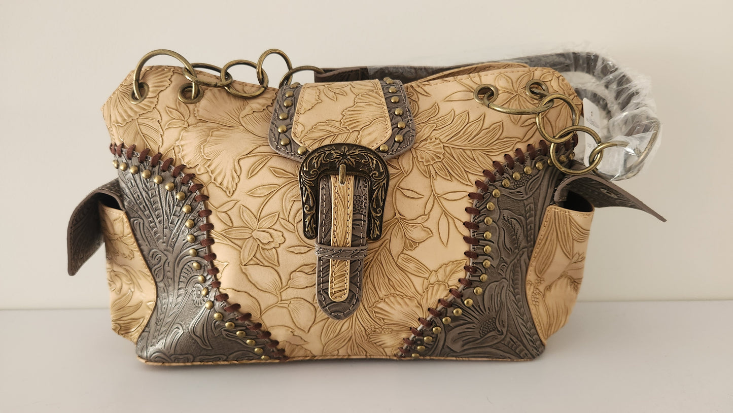 Western style buckle hand bag