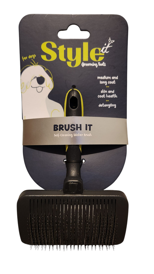 Style it self-cleaning slicker brush