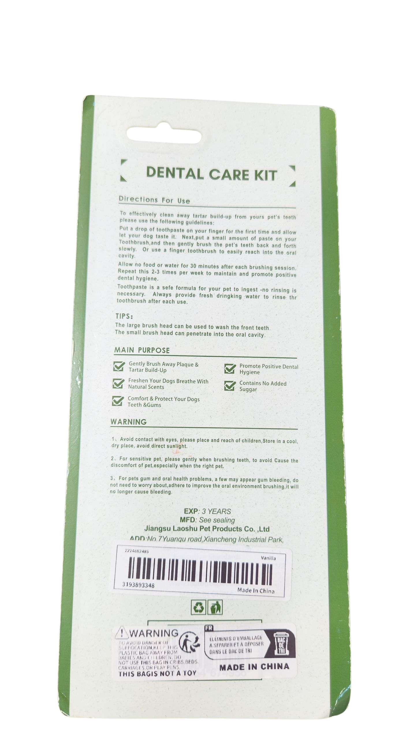 Vanilla flavour dental care kit
