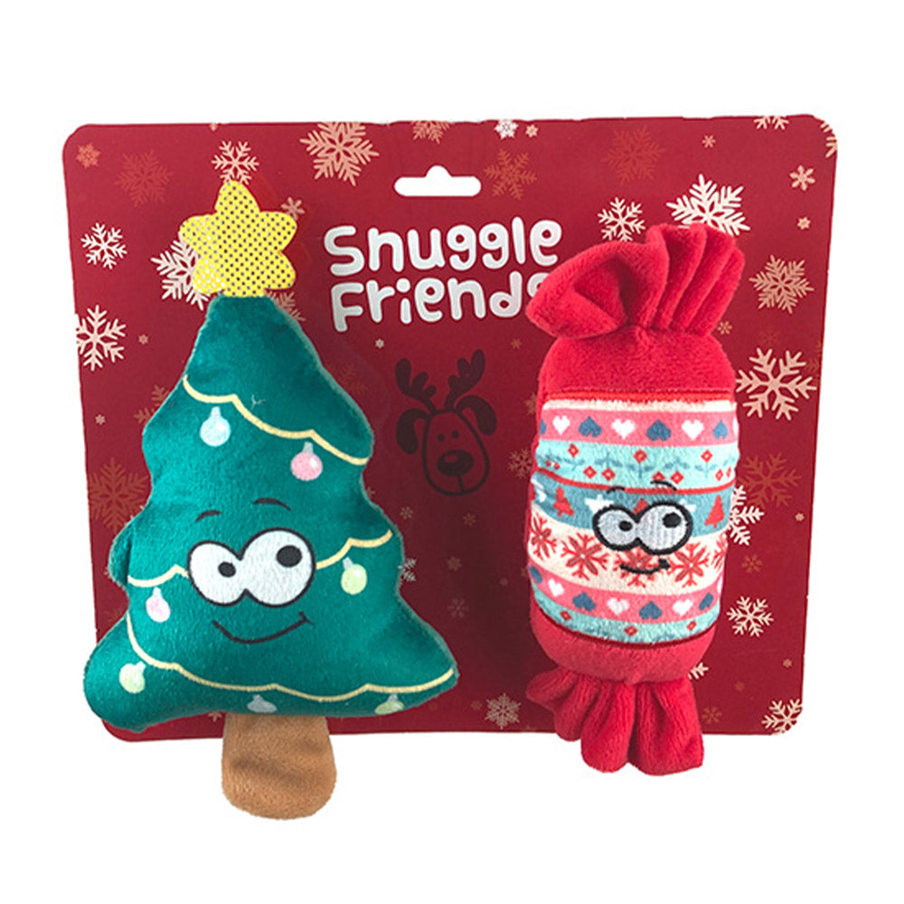 Snuggle friends 2 pack plush christmas squeaky toys