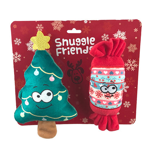 Snuggle friends 2 pack plush christmas squeaky toys